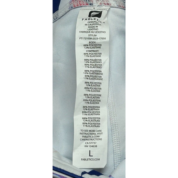 Fabletics Leggings Womens Large White Pink Floral Actual 30X27 Stretch Pants NWT - Picture 6 of 8